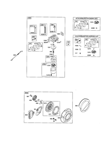 Carburetor/Rewind Starter Diagram and Parts List for 20B400 0017-0698 Briggs and Stratton Engine